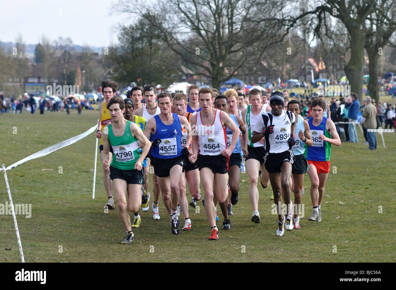 Men`s cross-country running race, Cofton Park, Birmingham, UK Stock Photo